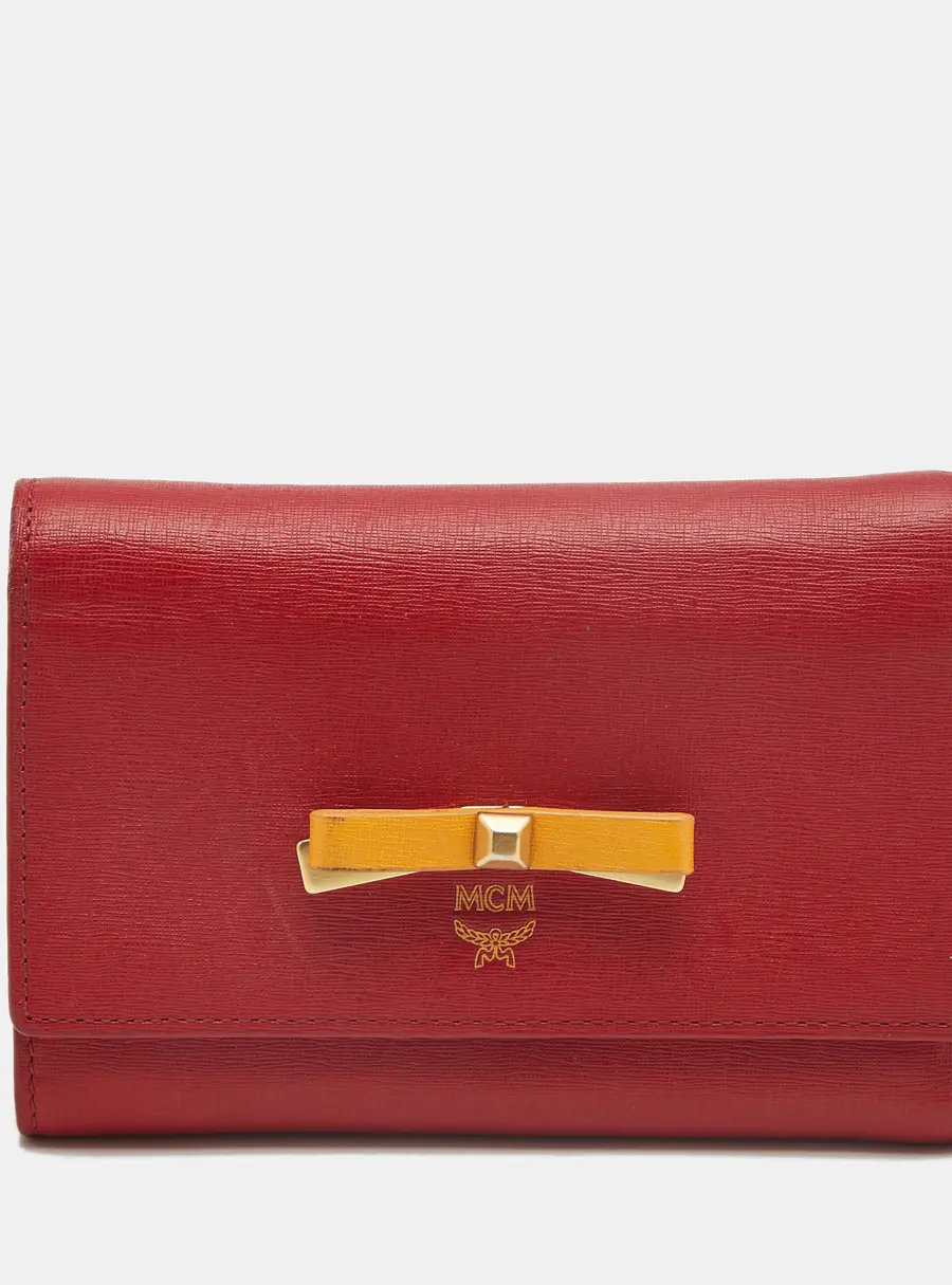 MCM Bow Red/Yellow Leather Trifold Wallet