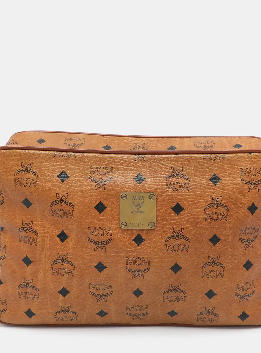 MCM Tan Visetos Coated Canvas Pouch Clutch Bag