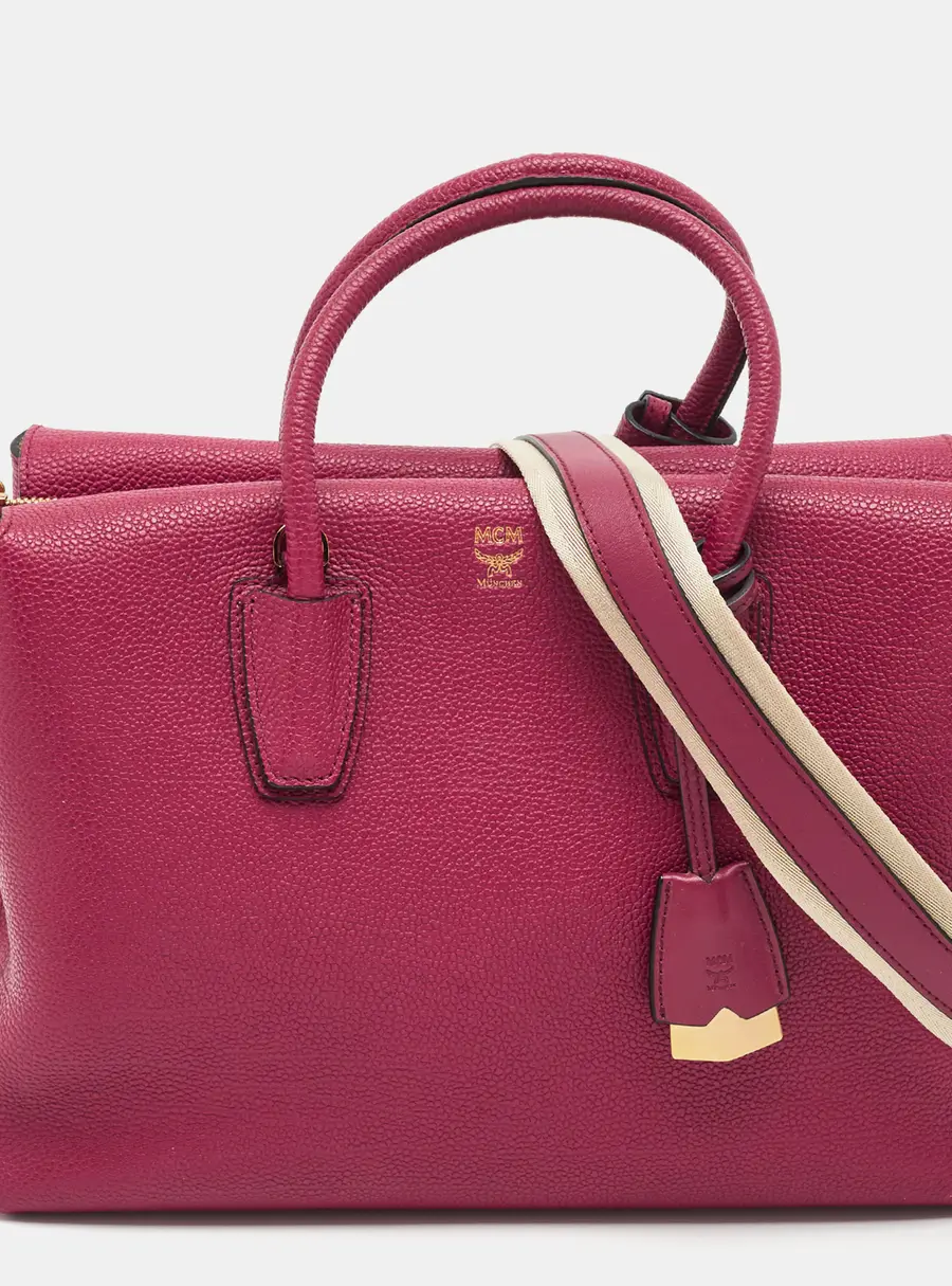 MCM Milla Medium Magenta Leather Tote