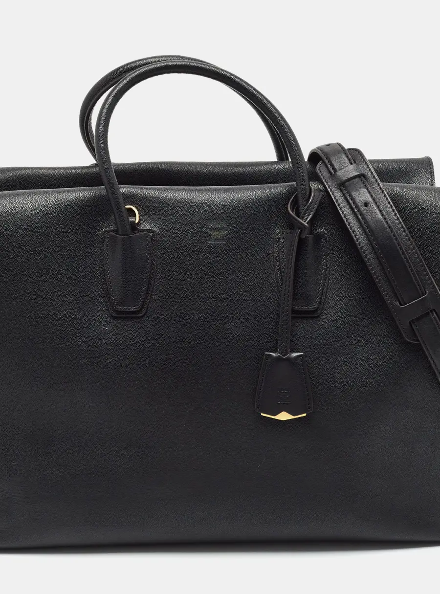MCM Milla Large Black Leather Tote