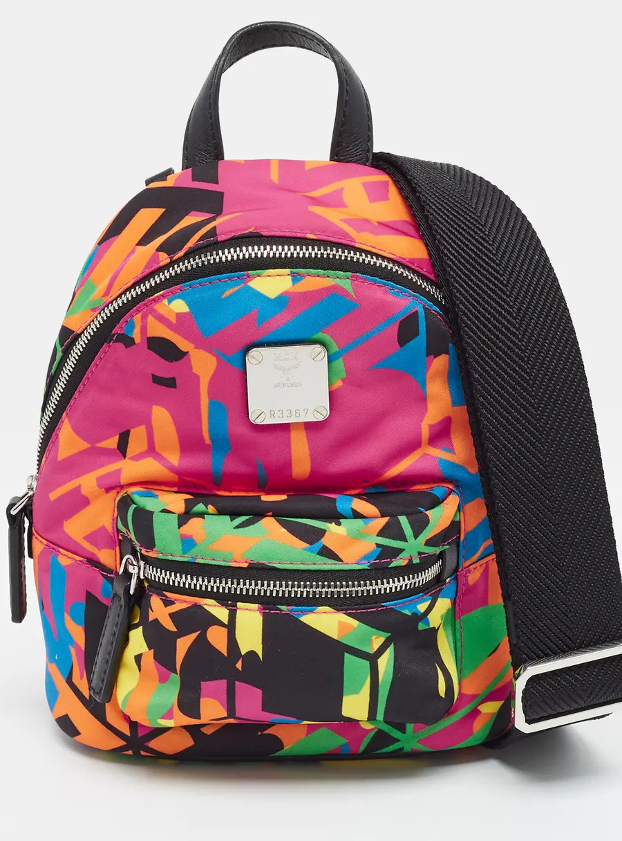 MCM Stark Cubic Camouflage Multicolor Nylon Convertible Crossbody Bag