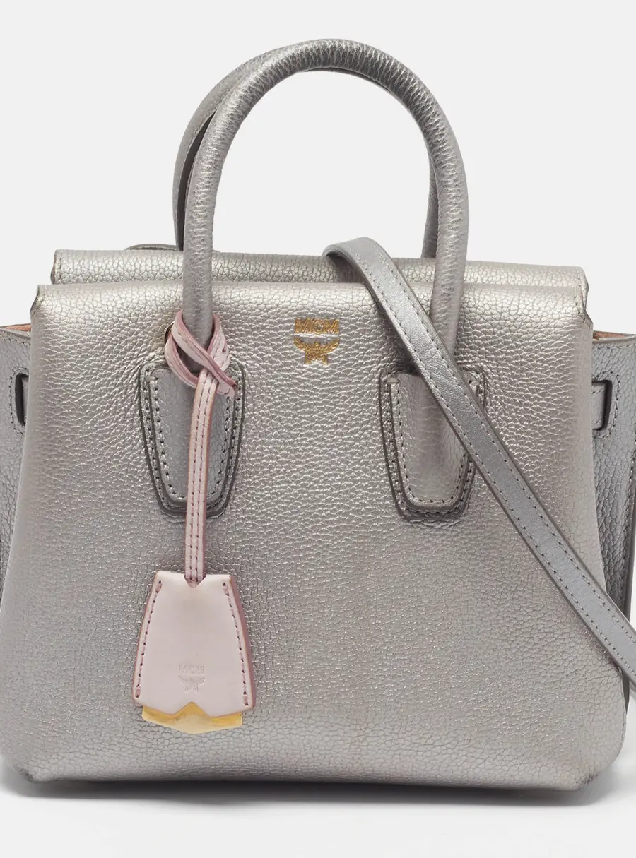 MCM Milla Park Avenue Mini Silver Leather Tote