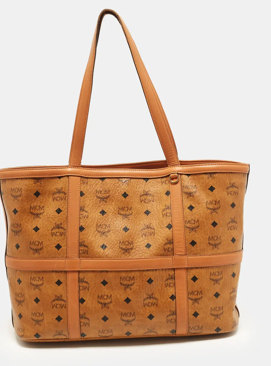 MCM Delmy Tan Visetos Coated Canvas and Leather Shopper Tote