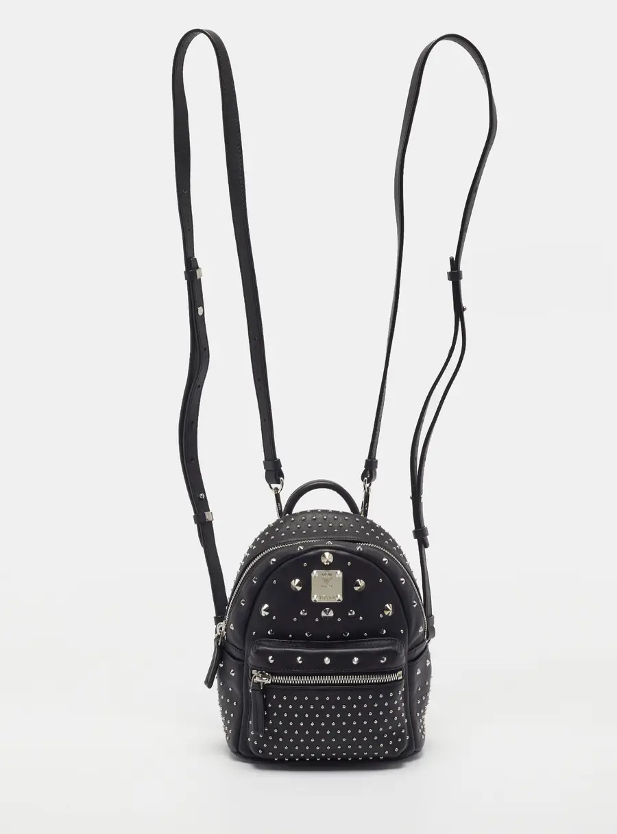 MCM Stark-Bebe Boo Mini Black Leather Backpack