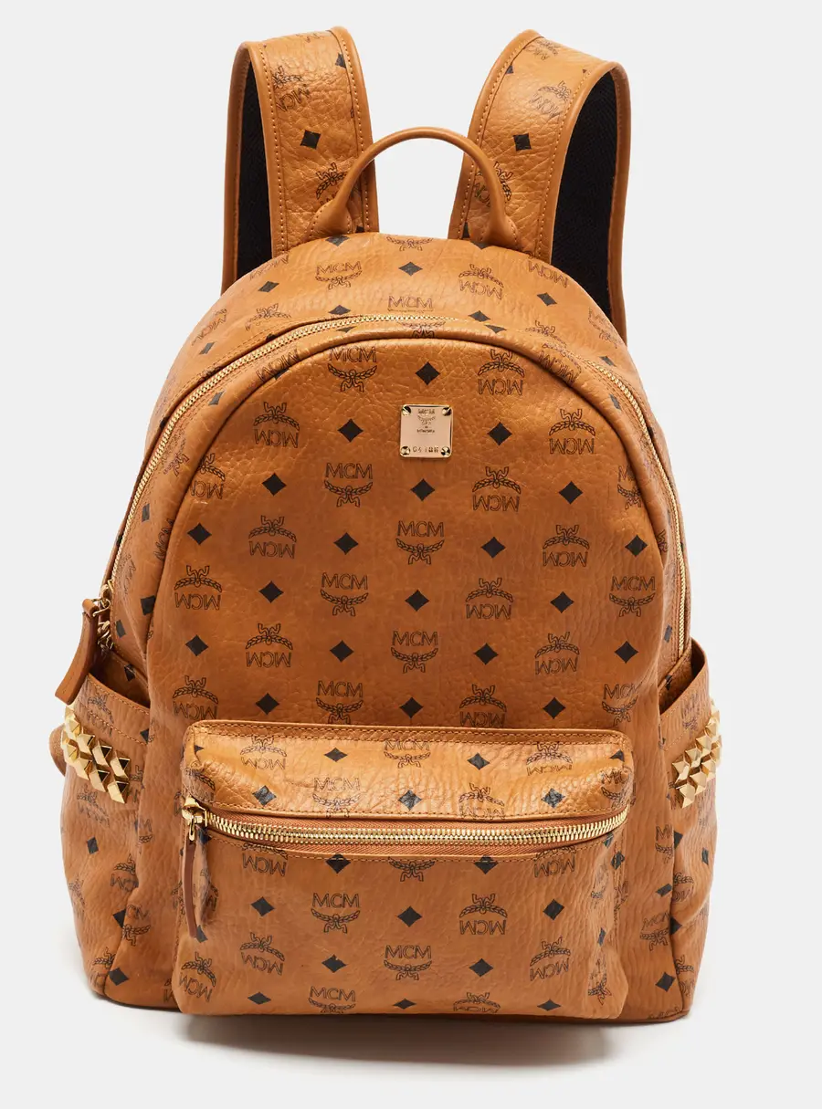 MCM Stark Large Cognac Visetos Coated Canvas Backpack