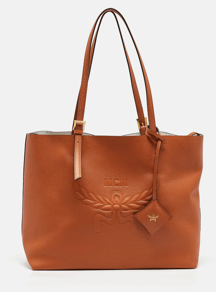 MCM Cognac Leather Medium Himmel Shopper Tote
