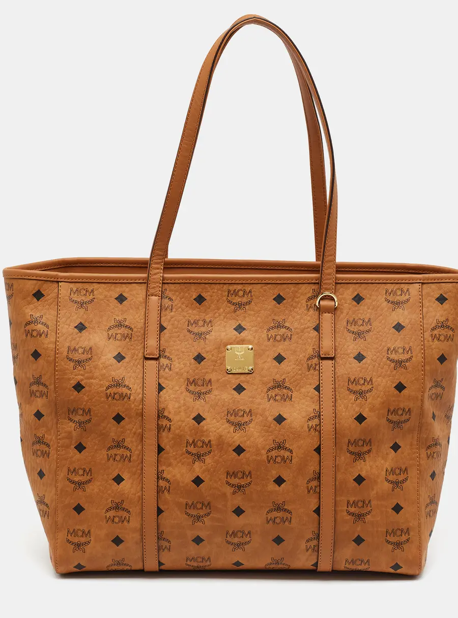 MCM Toni Tan Visetos Coated Canvas and Leather Shopper Tote