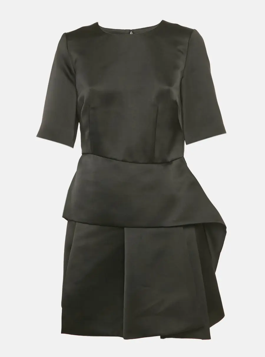 McQ by Alexander McQueen Black Taffeta Sculpted Peplum Mini Dress M