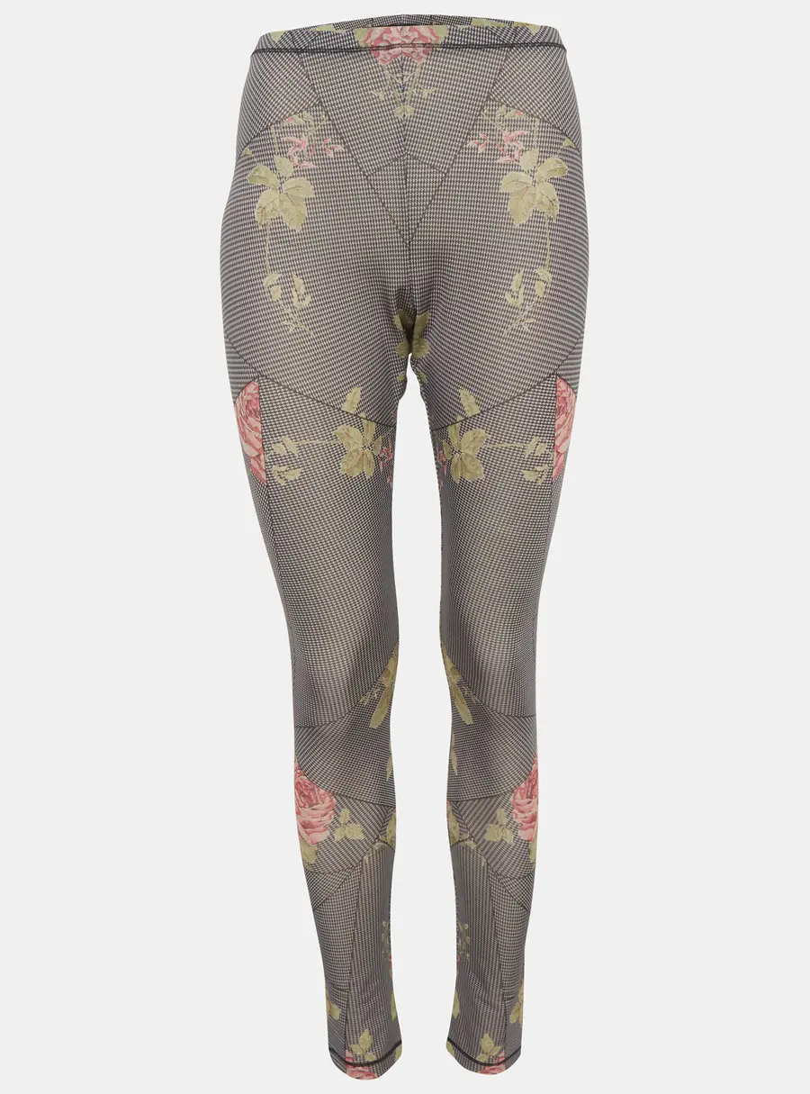 McQ by Alexander McQueen Black Houndstooth Printed Leggings L