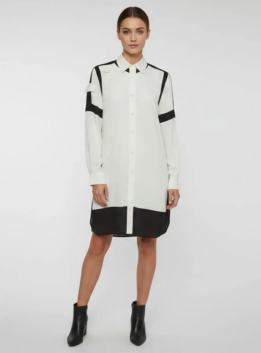 McQ by Alexander McQueen Black/Off White Crepe Button Up Shirt S