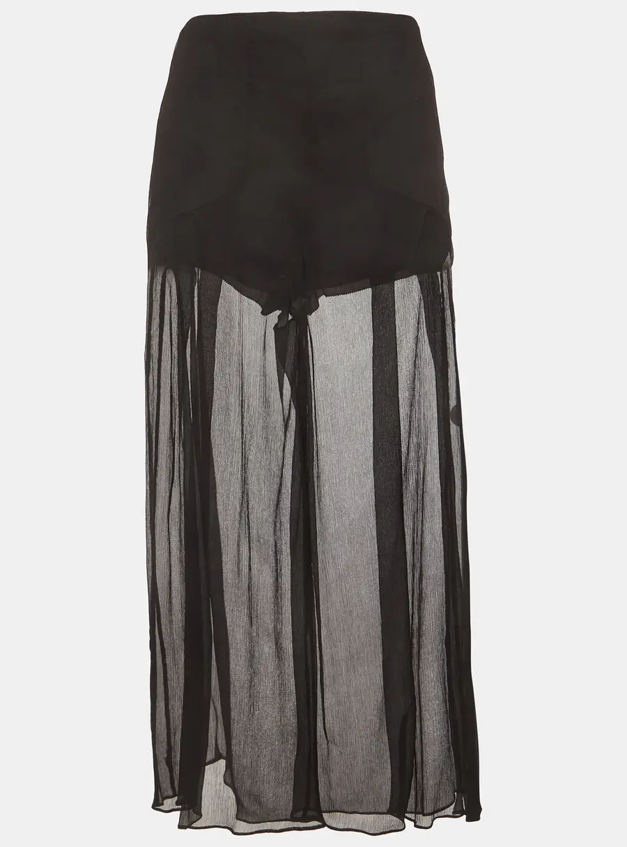 McQ by Alexander McQueen Black Silk Chiffon Wide Leg Pants S