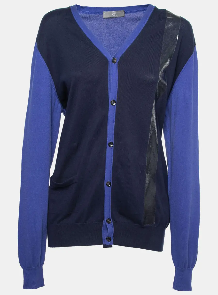 McQ by Alexander McQueen Blue Knit Button Front Long Sleeve Cardigan L