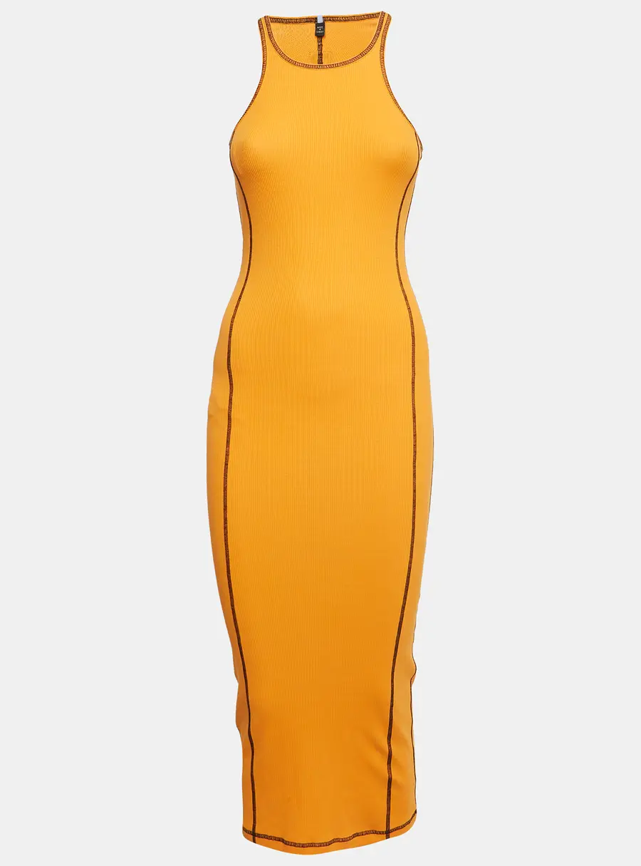 McQ by Alexander McQueen Orange Rocket Rib Knit Tank Dress XXS