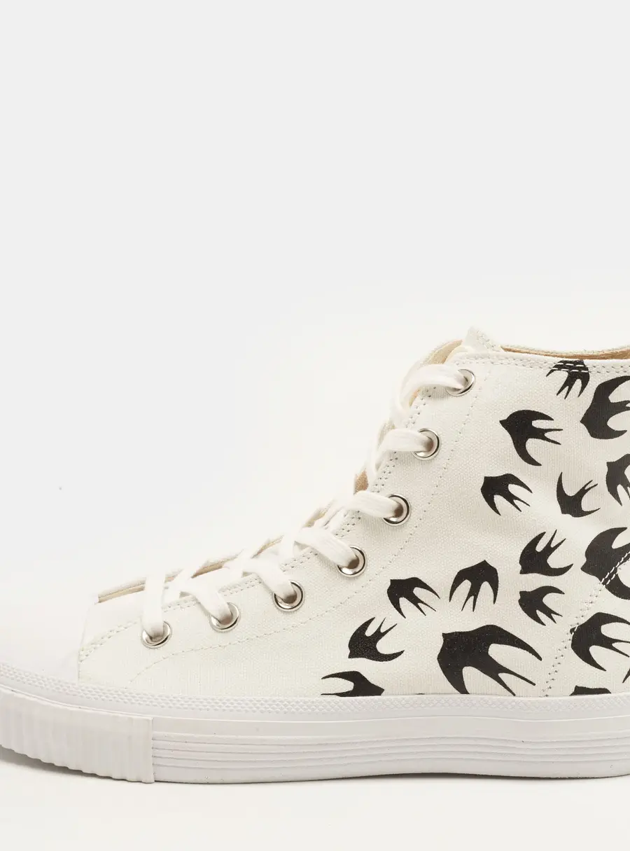 McQ by Alexander McQueen Swallow Size 39 White Canvas High Top Sneakers