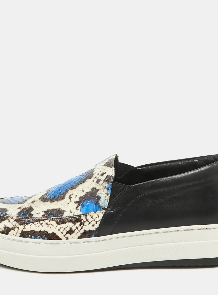 McQ by Alexander McQueen Size 41 Multicolor Leather and Python Leather Slip On Sneakers