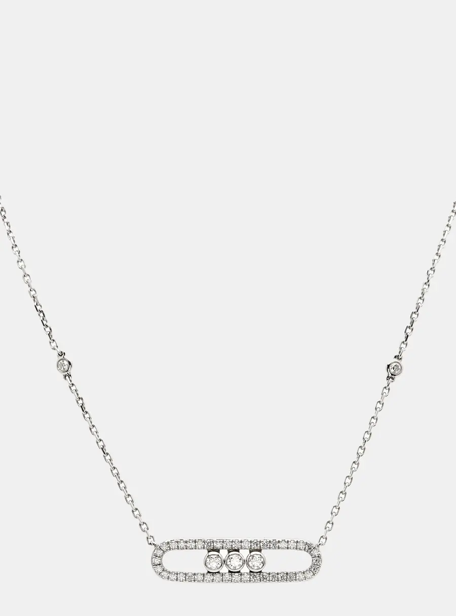 Messika Move Classique Pave Diamonds 18k White Gold Necklace