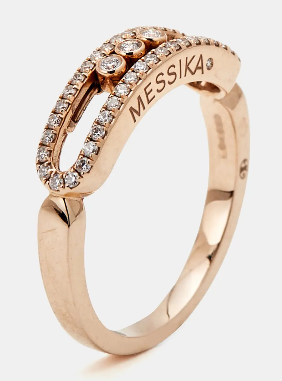 Messika Baby Move Pav&eacute; Diamonds 18k Rose Gold Ring Size 54
