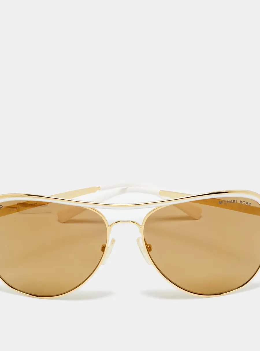 Michael Kors Gold/White MK 1012 Viviana Aviator Sunglasses