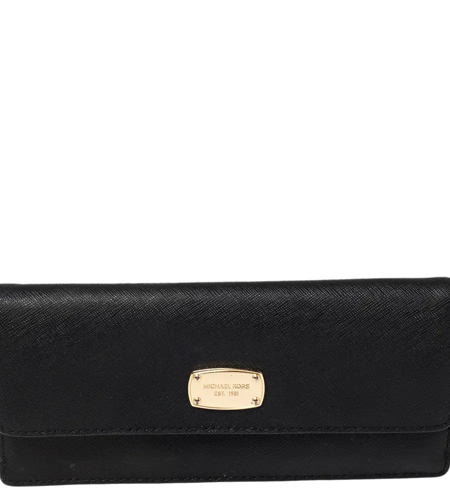 Michael Kors Black Leather Flap Continental Wallet
