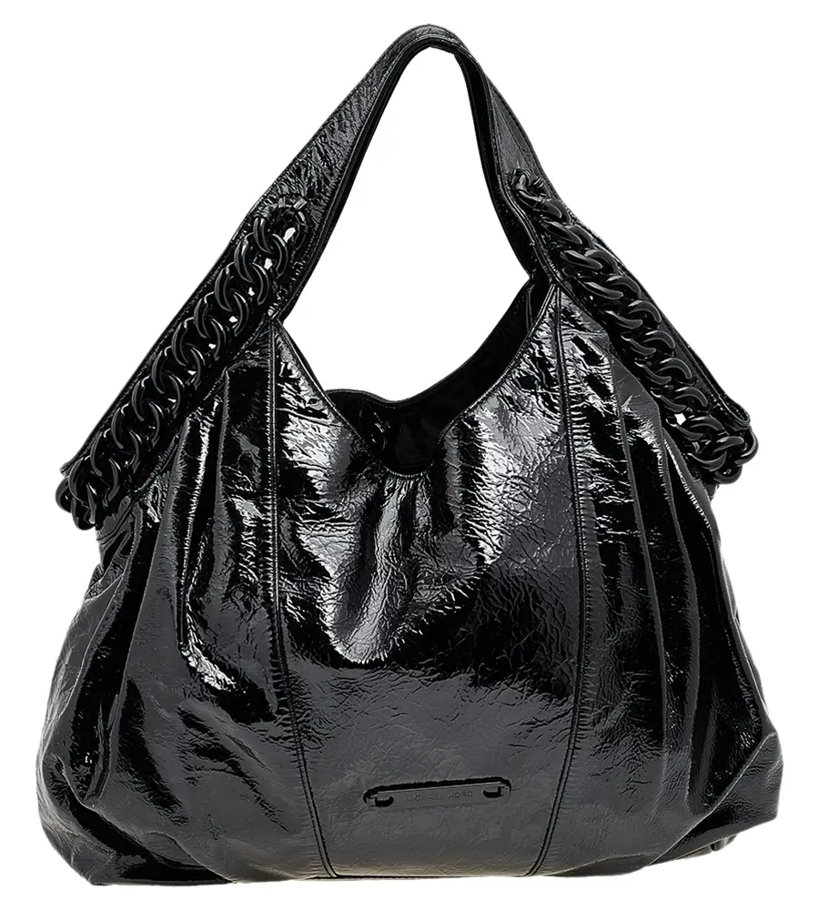 Michael Kors Black Patent Leather Chain Hobo