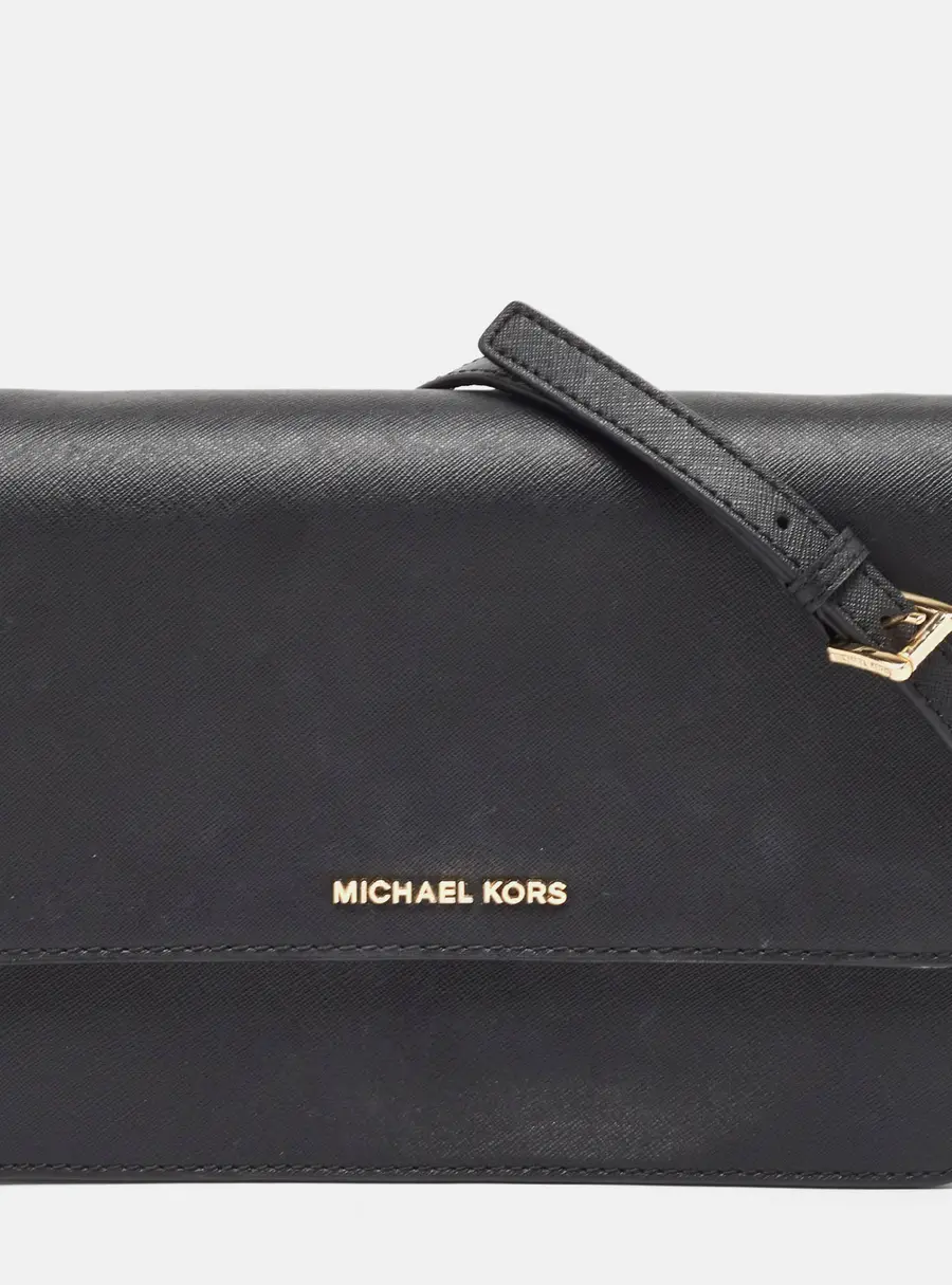 Michael Kors Black Saffiano Leather Large Daniela Crossbody Bag