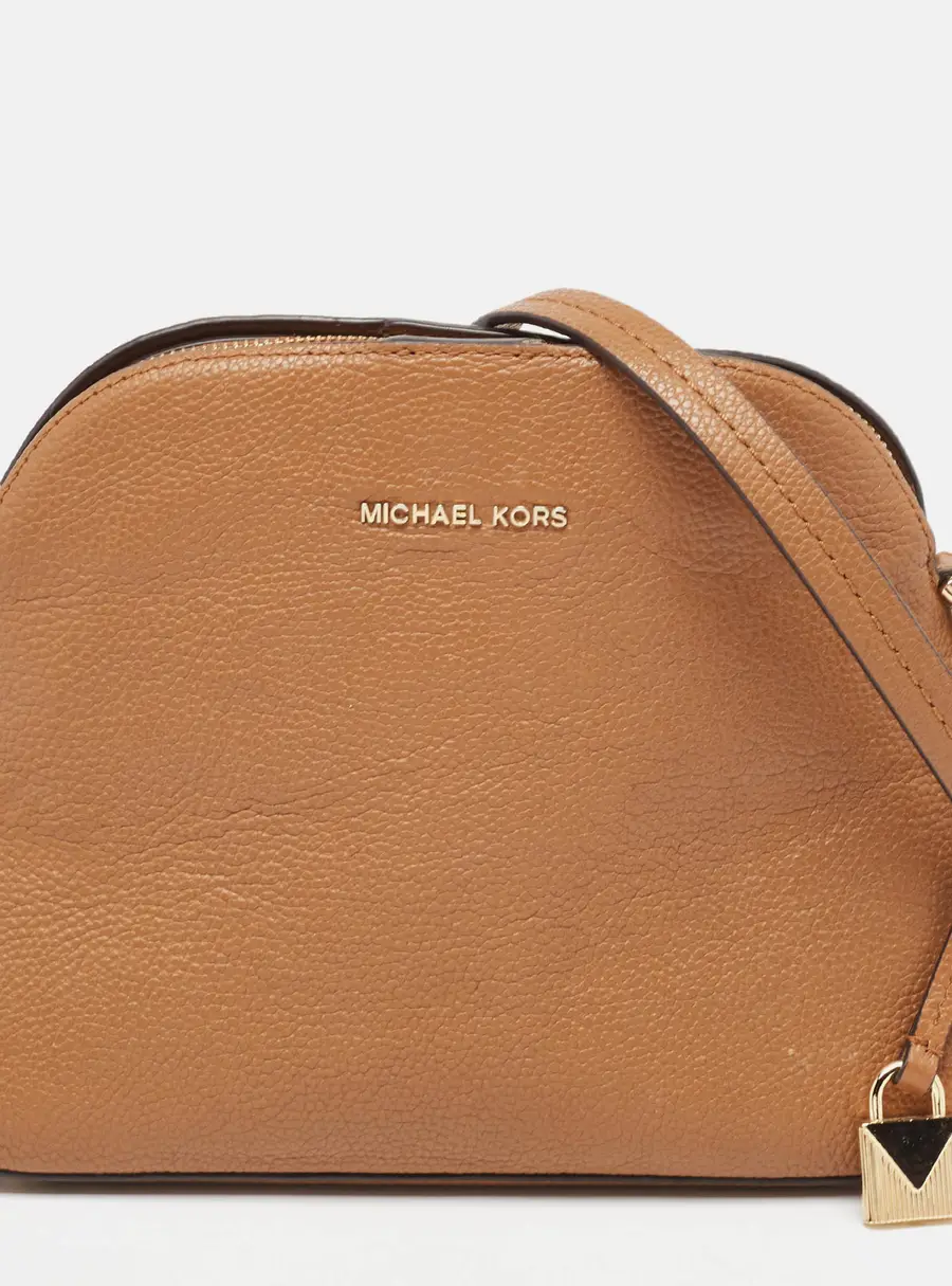 Michael Kors Brown Leather Cindy Dome Crossbody Bag