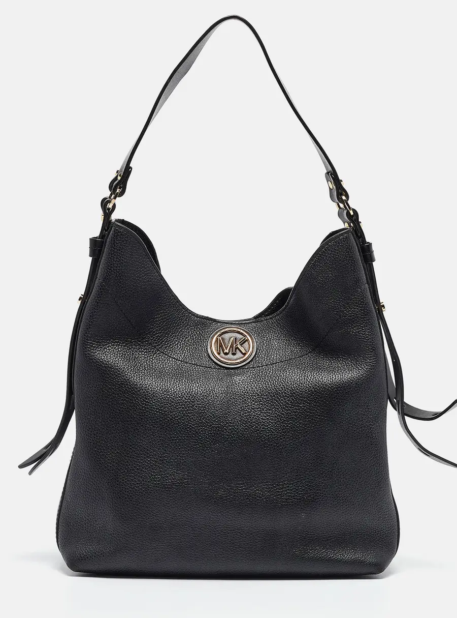 Michael Kors Black Pebbled Leather Large Bowery Shoulder Bag