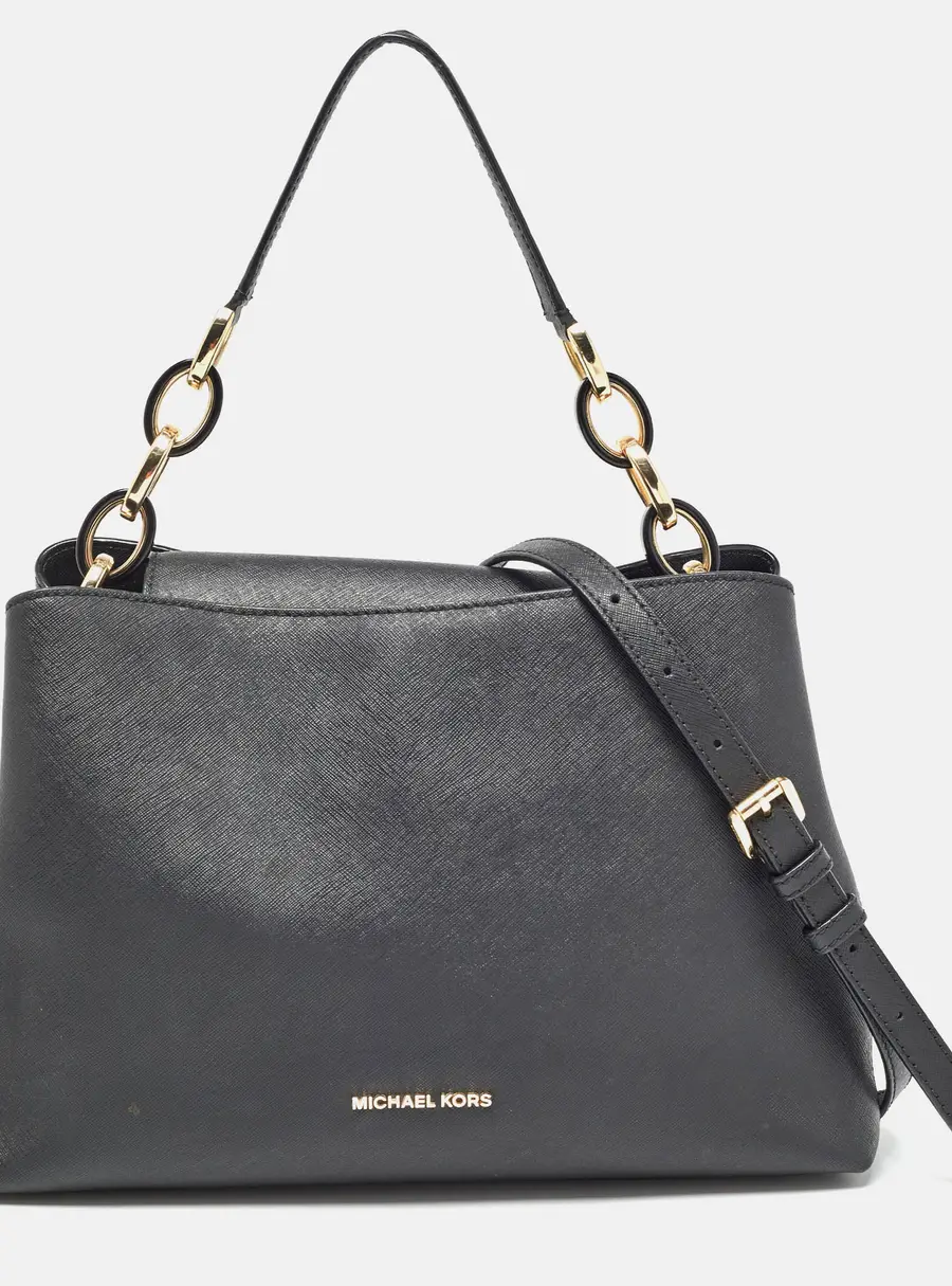 Michael Kors Black Saffiano Leather Portia Top Handle Bag