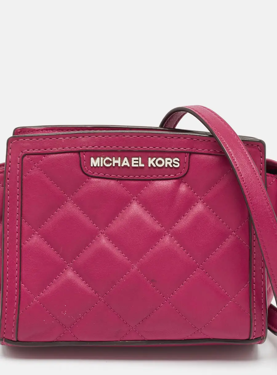 Michael Kors Fuchsia Pink Quilted Leather Micro Selma Tote
