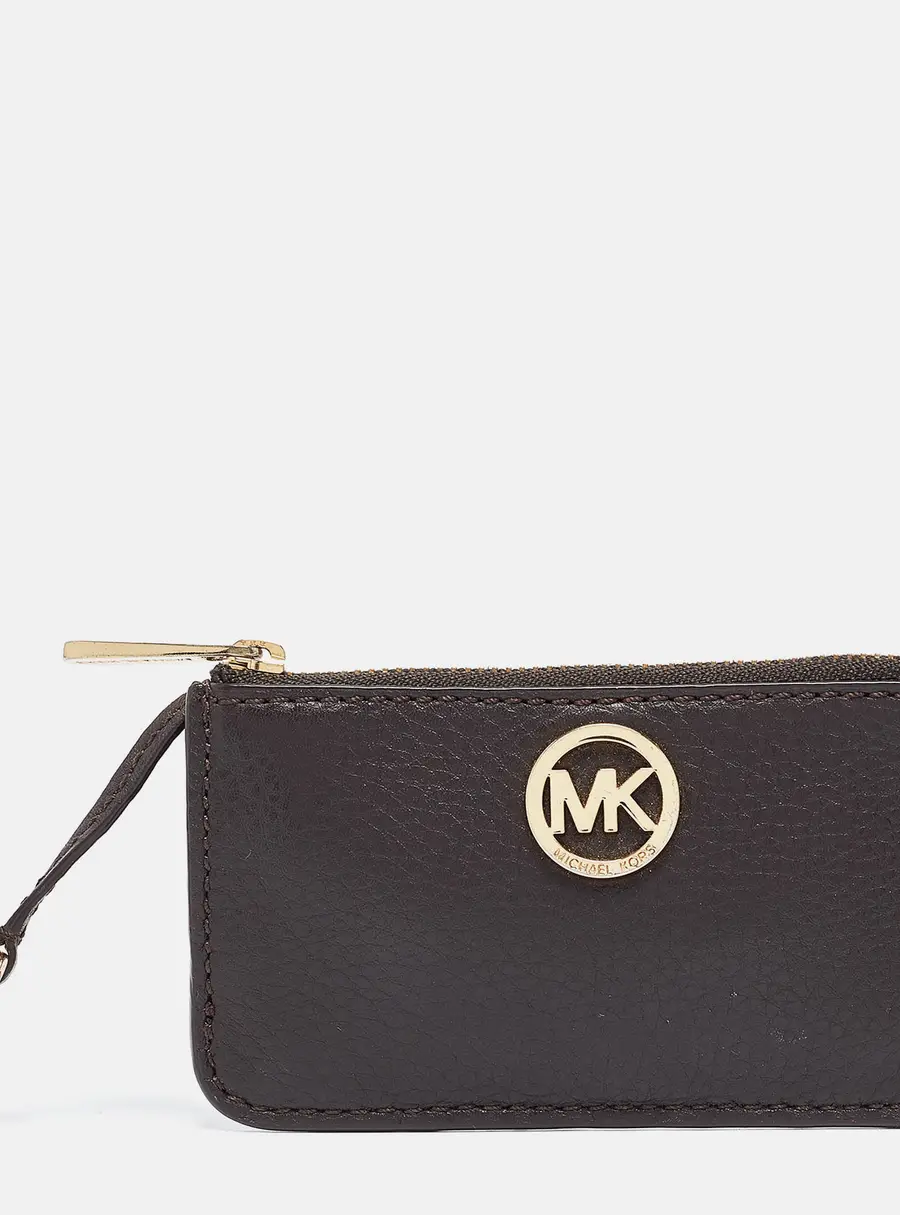 Michael Kors Dark Brown Leather Top Zip Coin Purse