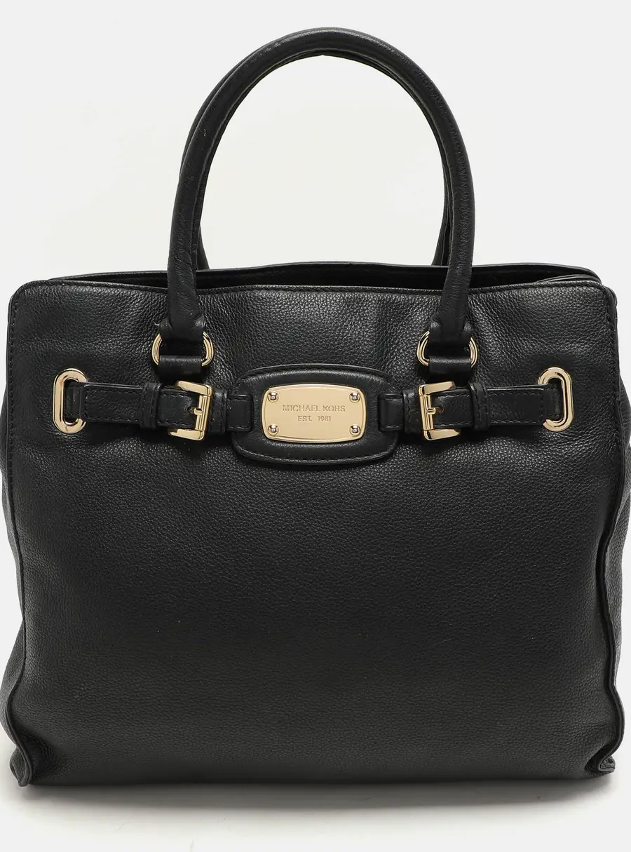 Michael Kors Hamilton North South Large Black Leather Tote Bag