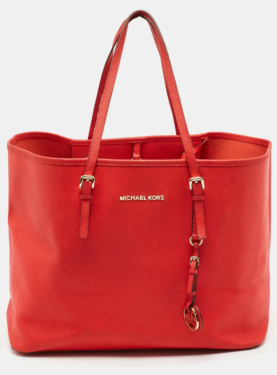 Michael Kors Jet Set Travel Red Leather Tote Bag