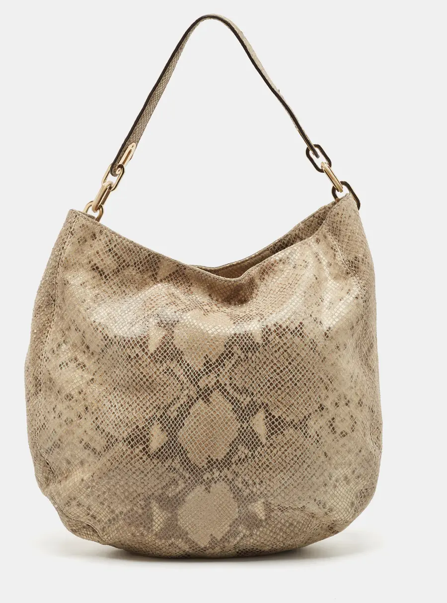 Michael Michael Kors Beige Python Effect Leather Lillie Hobo