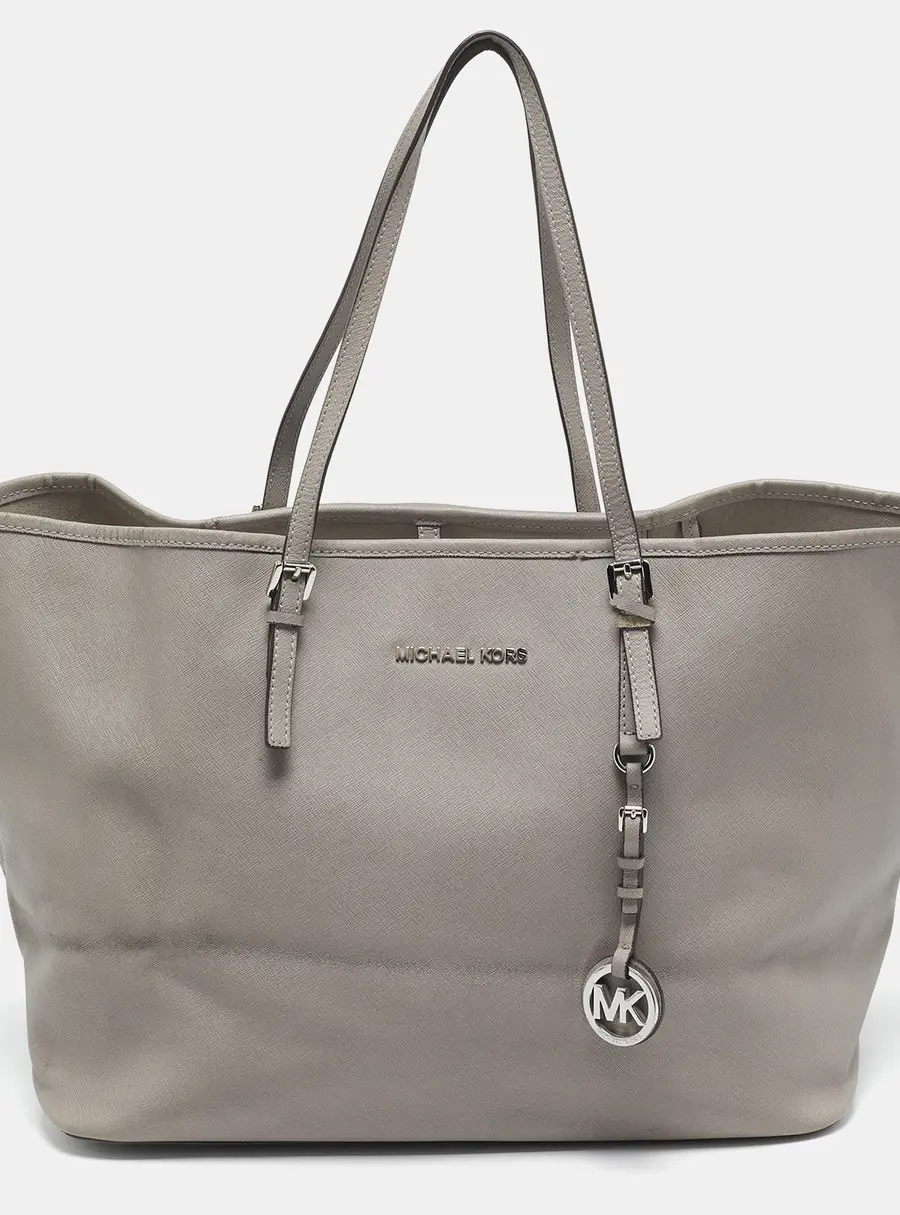 Michael Kors Jet Set Large Grey Faux Leather Shopper Tote