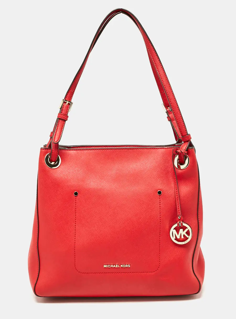Michael Kors Red Leather Medium Walsh Tote
