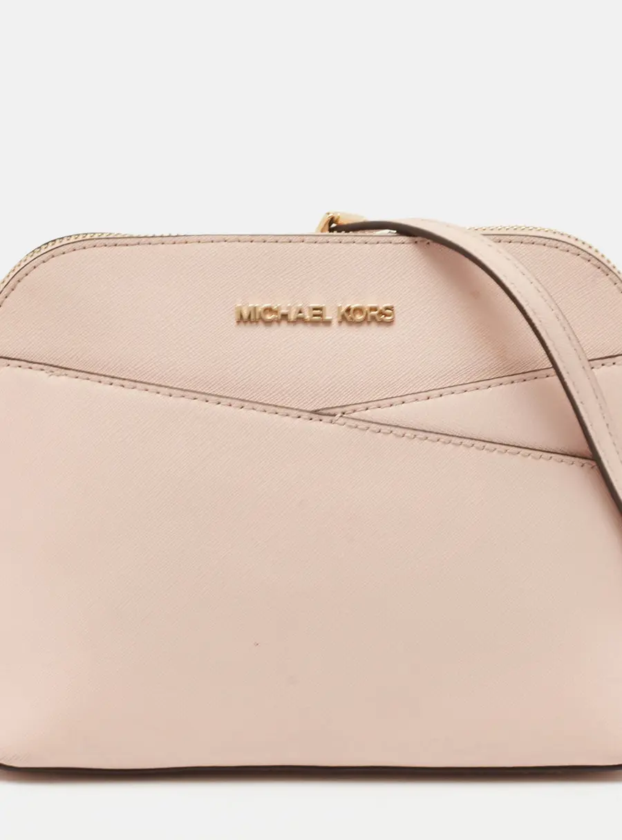 Michael Kors Light Pink Leather Jet Set Travel Dome Crossbody Bag