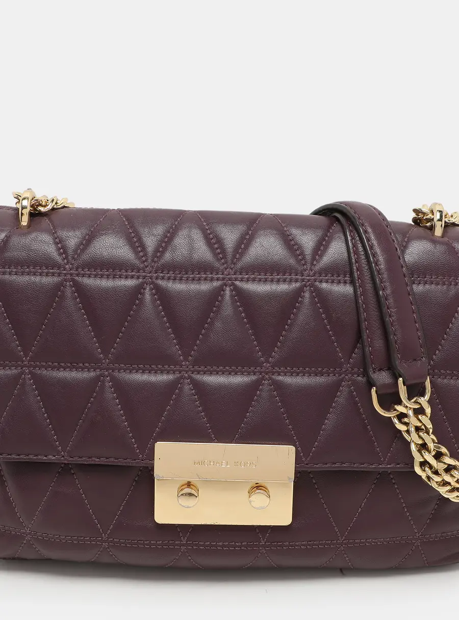 Micheal Kors Purple Leather Large Sloan Shoulder Bag