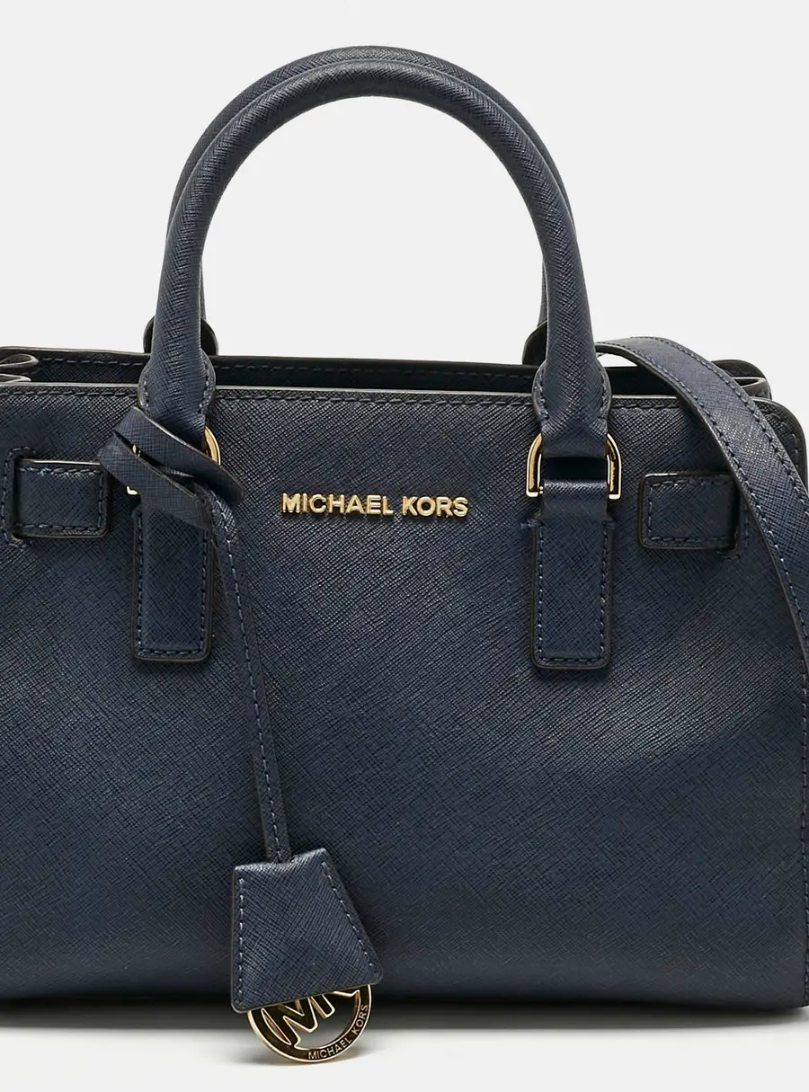 Michael Kors Dillon Navy Blue Leather Tote Bag
