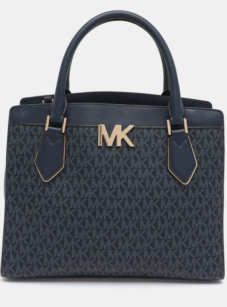 Michael Kors Mott Blue Coated Canvas and Leather Tote Bag