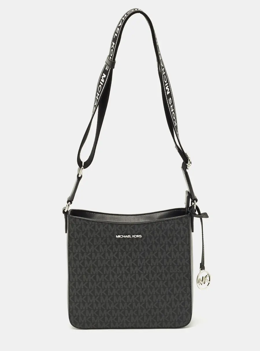 Michael Kors Jet Set Medium Black Coated Canvas and Leather Messengers