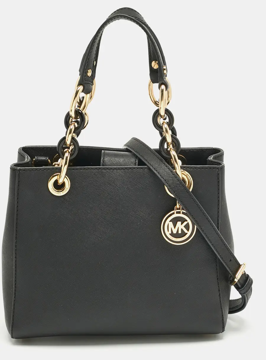 Michael Kors Cynthia Black Leather Tote Bag