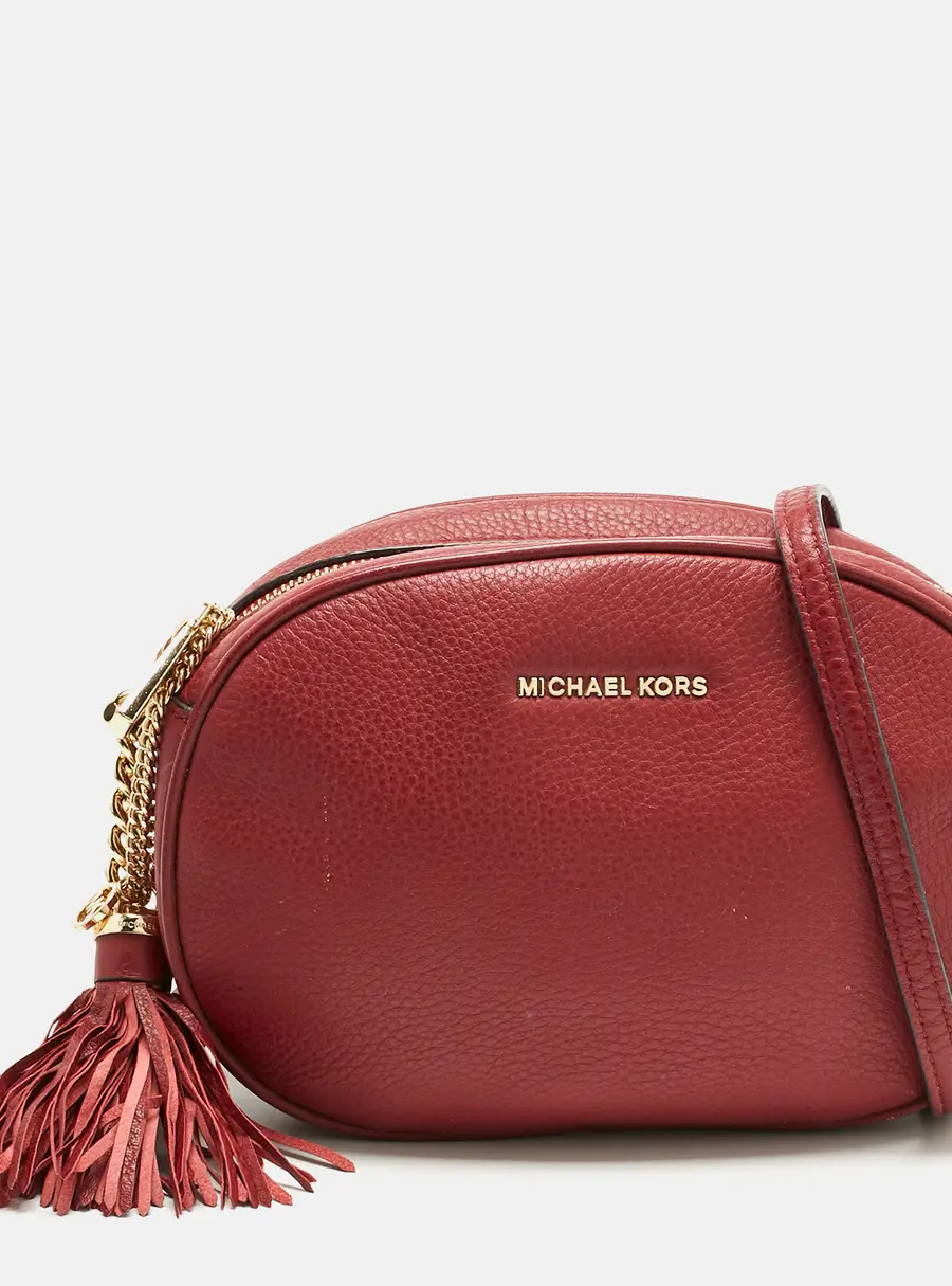 Michael Kors Red Leather Ginny Crossbody Bag