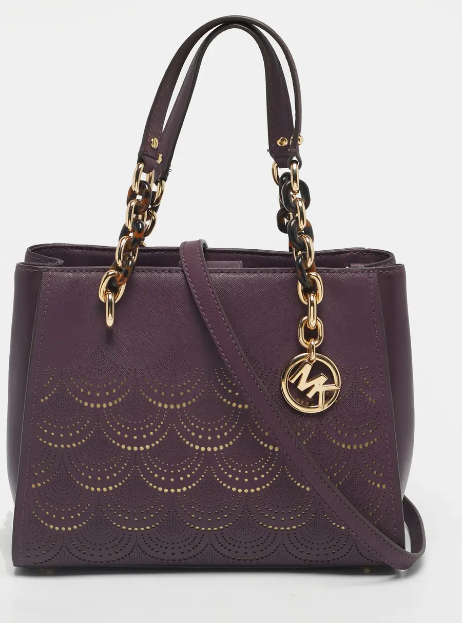 Michael Kors Purple Lasercut Leather North South Sofia Tote