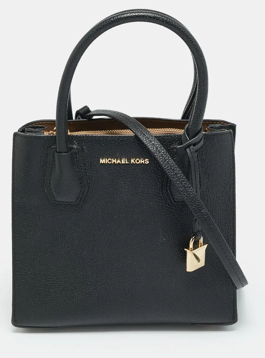 Michael Kors Mercer Small Black Leather Tote Bag