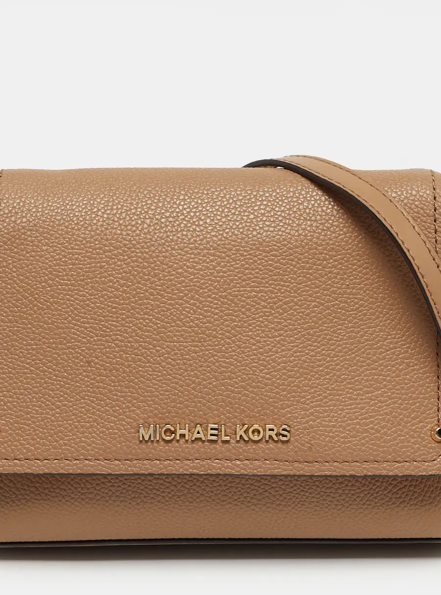 Michael Kors Hayes Small Brown Leather Chain Clutch