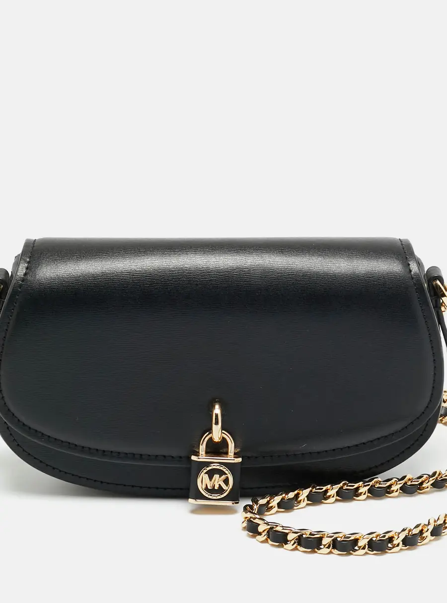 Michael Kors Mila Black Leather Shoulder Bag
