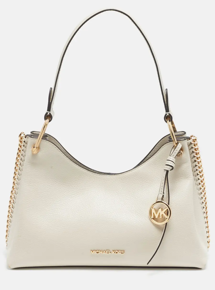 Michael Kors Joan Medium Off White Leather Shoulder Bag
