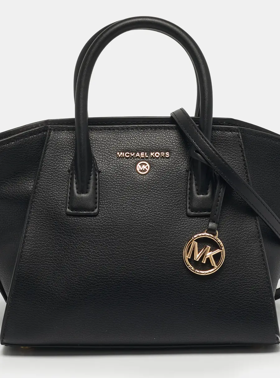 Michael Kors Avril Small Black Leather Satchel