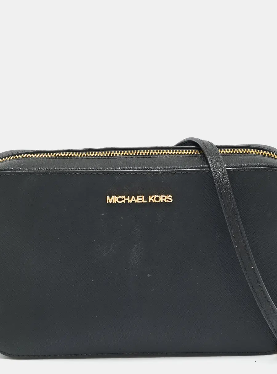 Michael Kors Jet Set Black Saffiano Leather Crossbody Bag