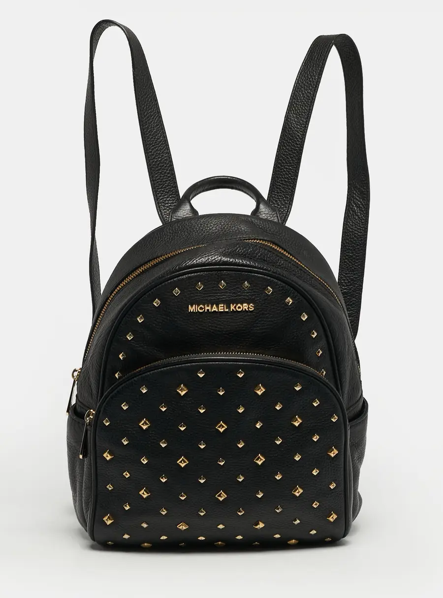 Michael Kors Studded Abbey Black Leather Backpack